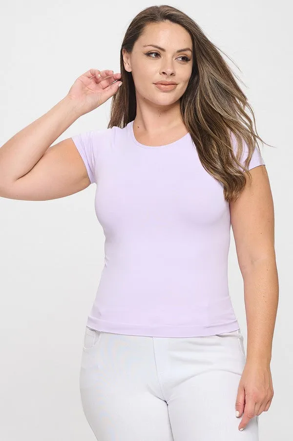 Plus Size Seamless Crew Neck Short Sleeve