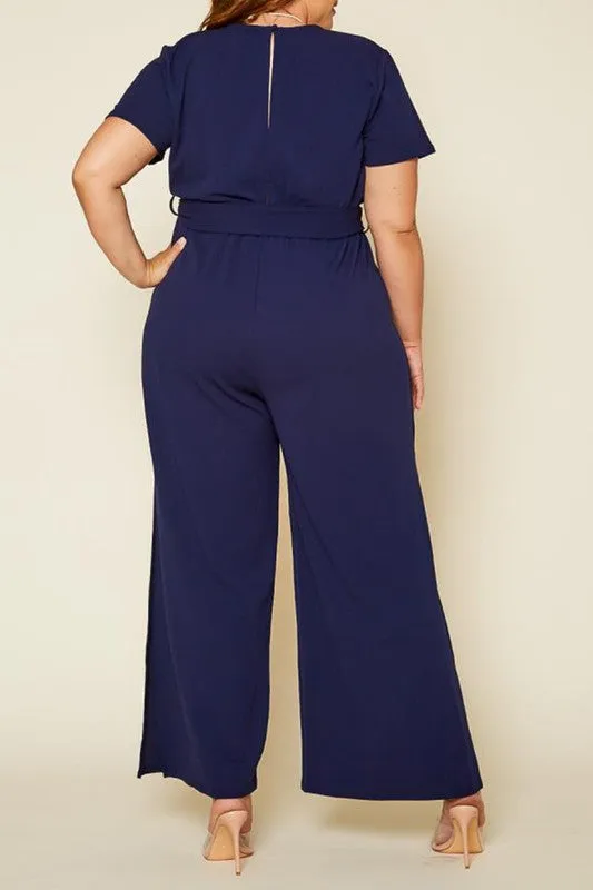 Plus Size Side Slit Jumpsuit