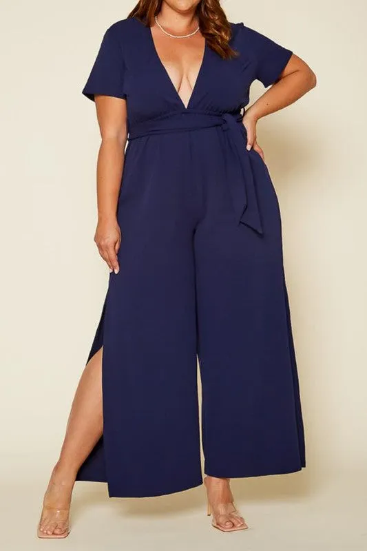 Plus Size Side Slit Jumpsuit