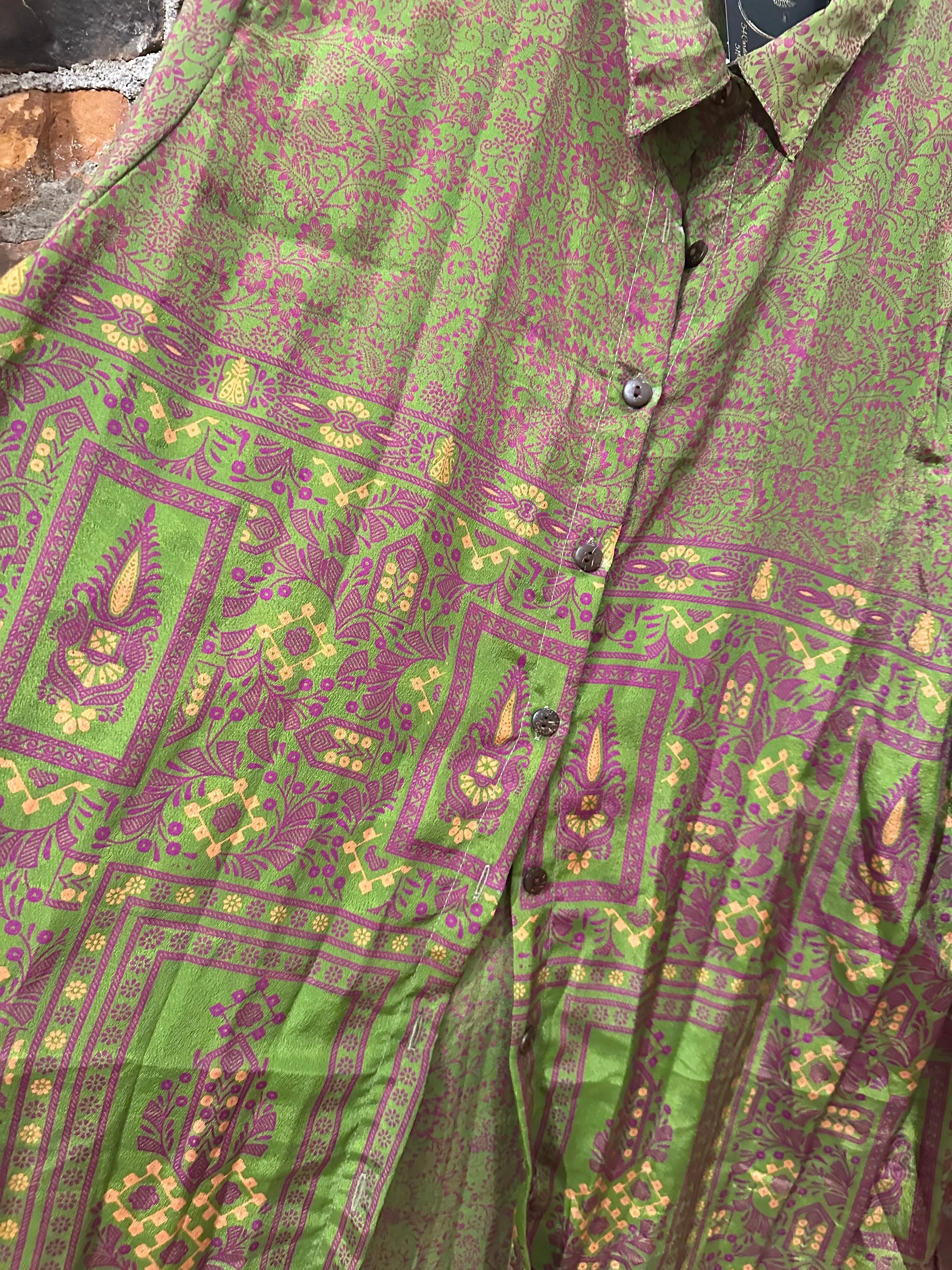 Pure vintage silk pants - green/rasberry (Copy)