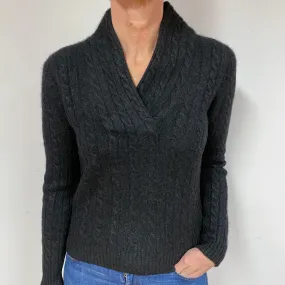 Ralph Lauren Slate Cashmere Crossover V-Neck Jumper Medium