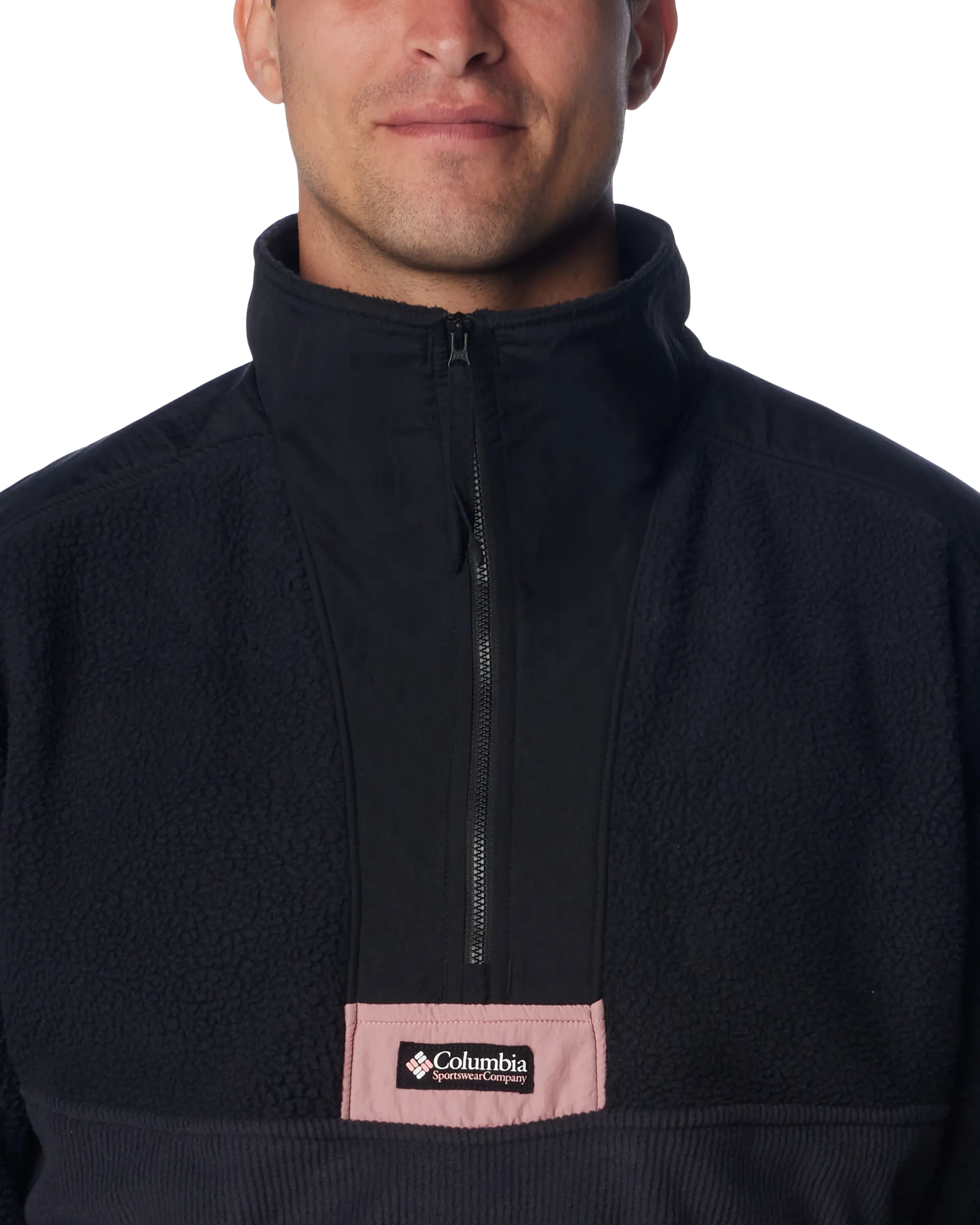 Riptide 1/4 Zip Fleece Jacket in Black & Salmon Rose