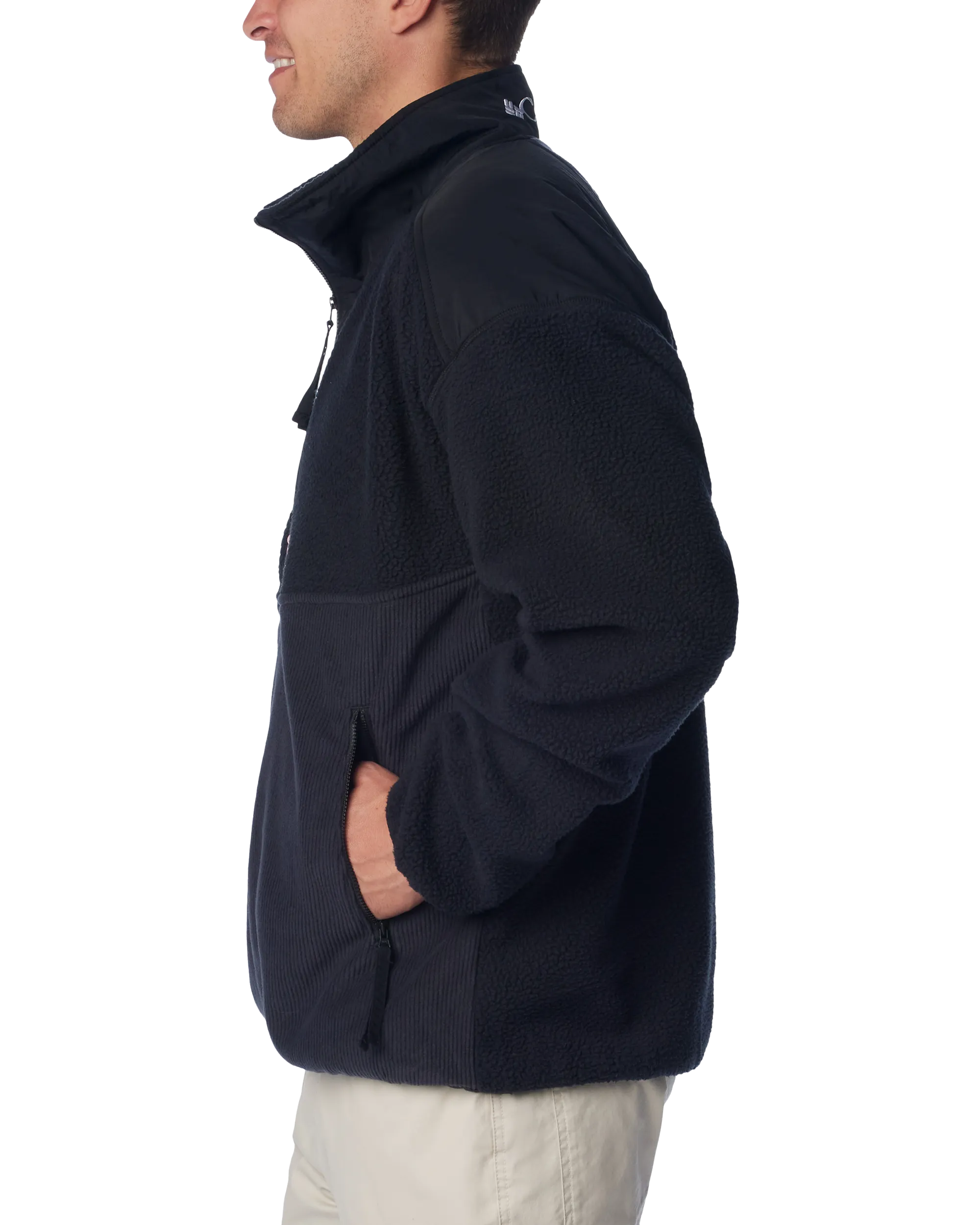 Riptide 1/4 Zip Fleece Jacket in Black & Salmon Rose