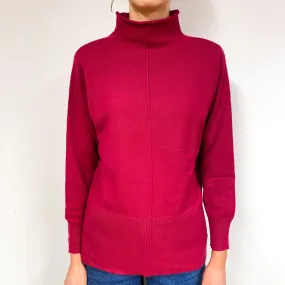Ruby Red Cashmere Funnel Neck Jumper Extra Small