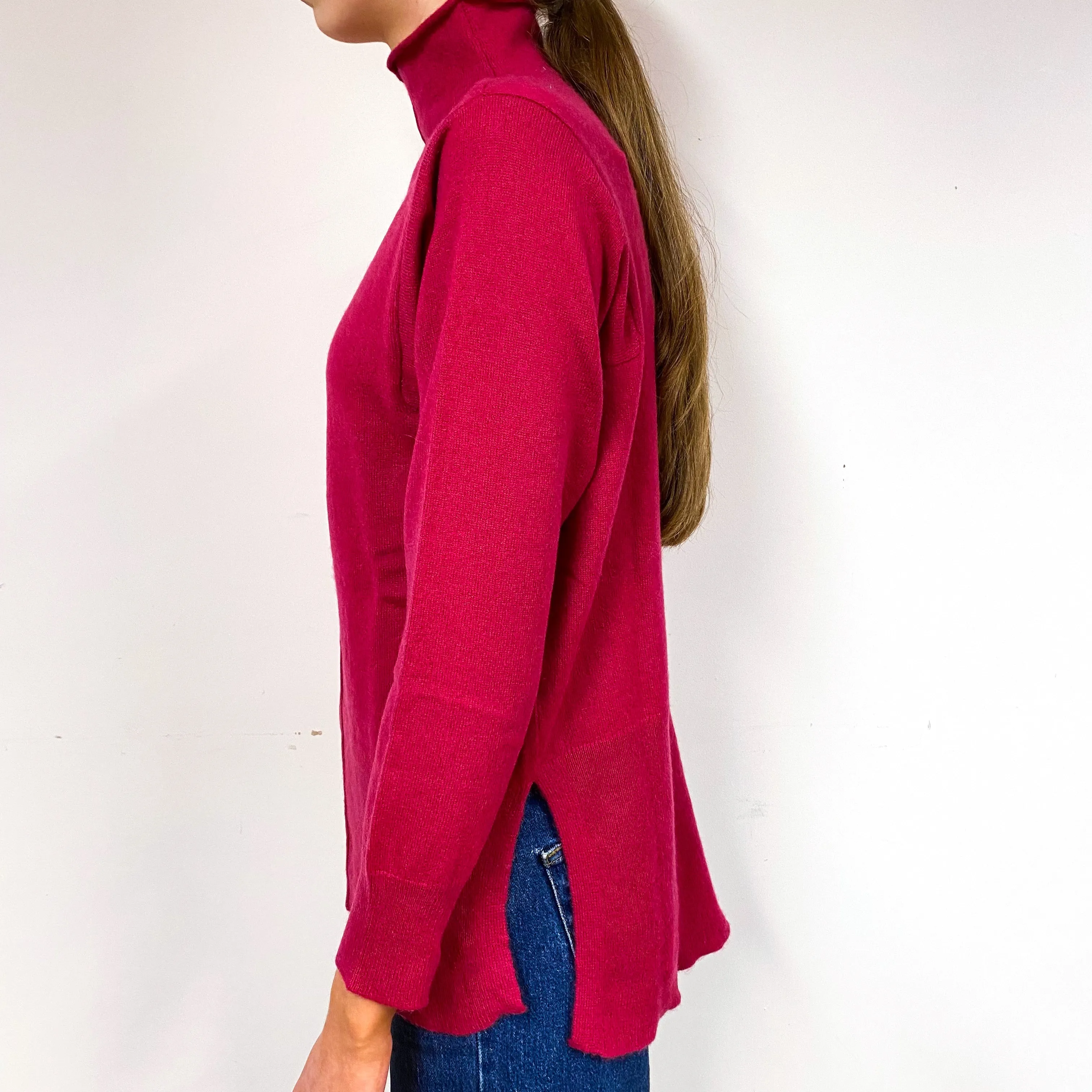 Ruby Red Cashmere Funnel Neck Jumper Extra Small
