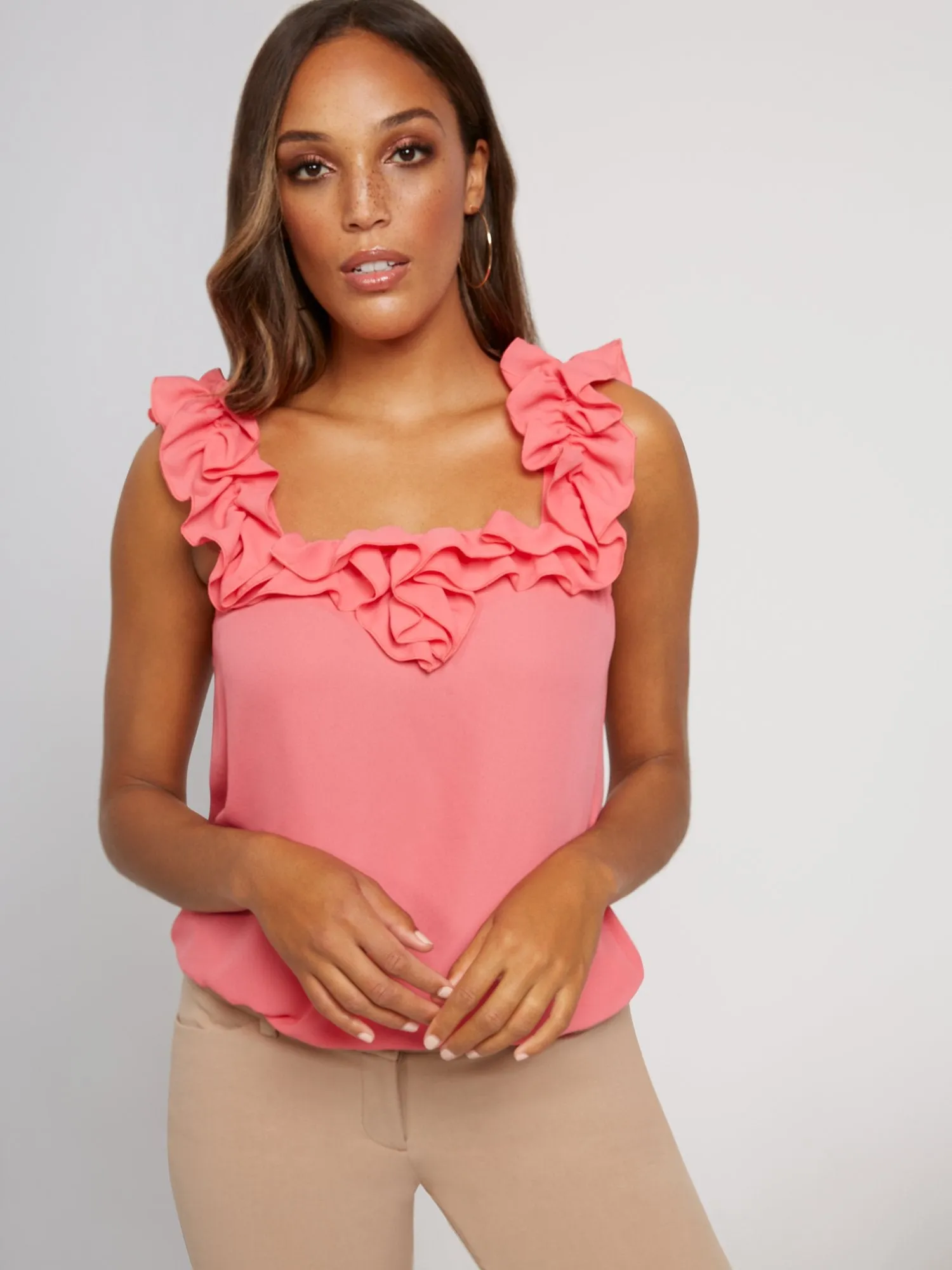Ruffled Sleeveless Blouse - Sweet Pea