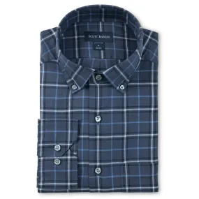 Scott Barber Lightweight Twill Plaid Shirt - Navy