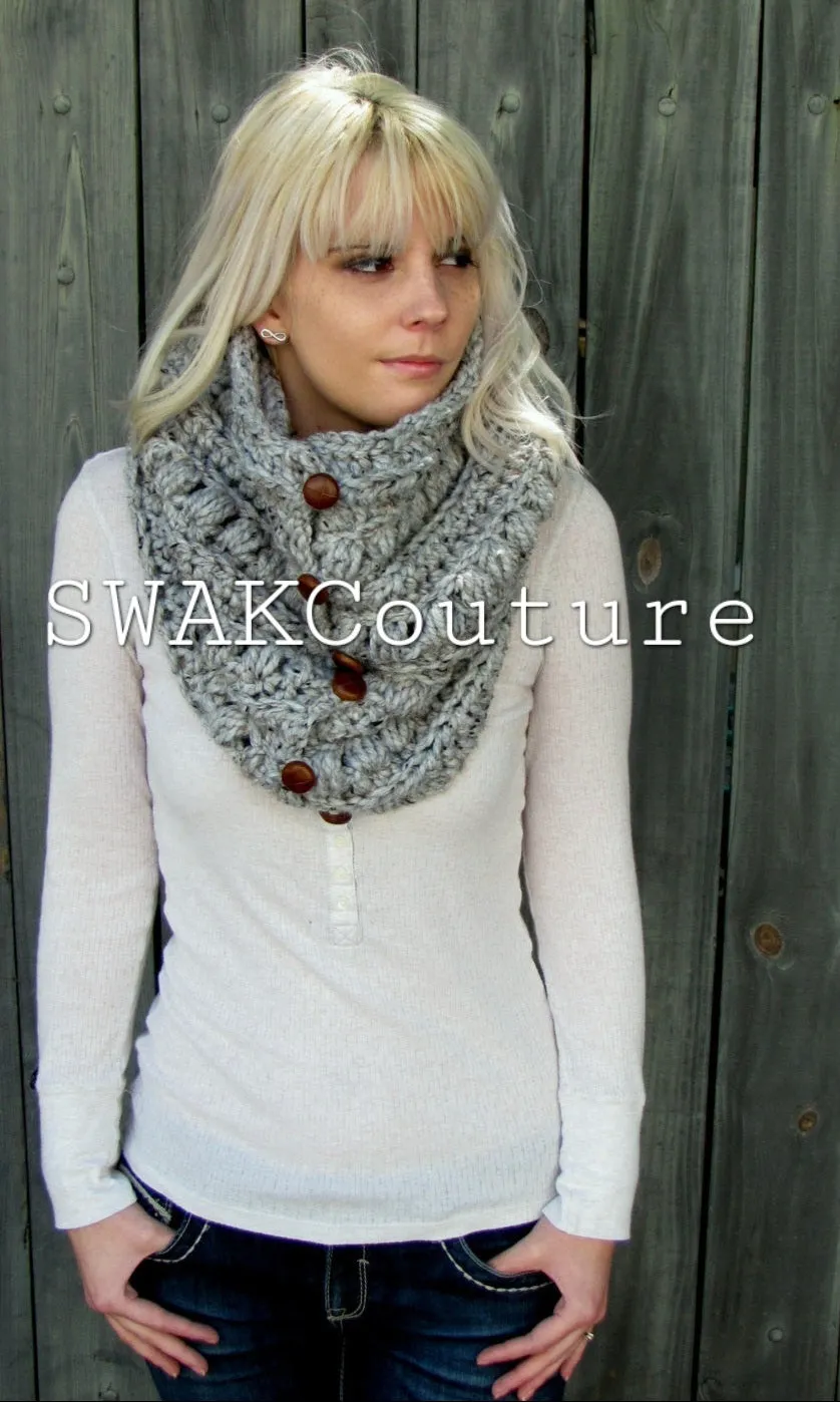 Sitka Button Cowl Scarf- Vanilla or Choose Color