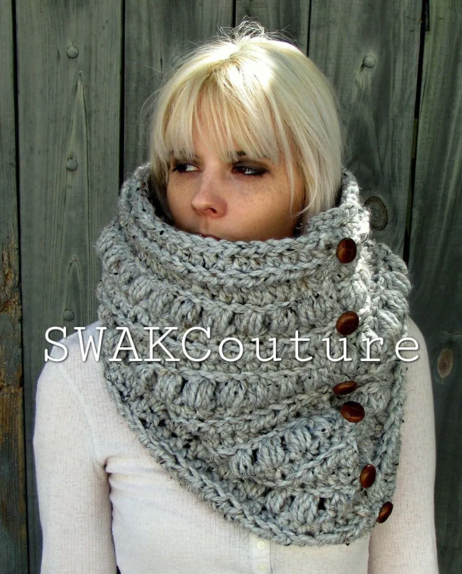 Sitka Button Cowl Scarf- Vanilla or Choose Color
