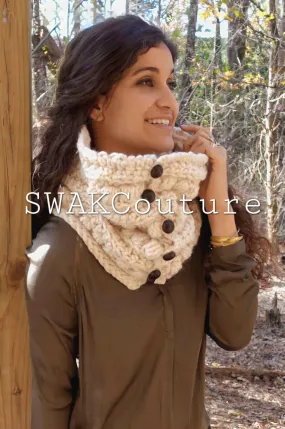 Sitka Button Cowl Scarf- Vanilla or Choose Color