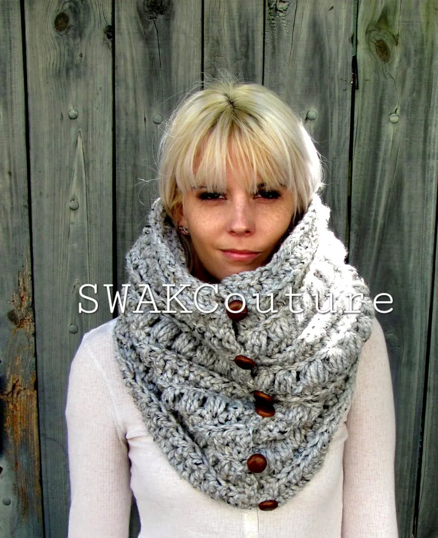 Sitka Button Cowl Scarf- Vanilla or Choose Color
