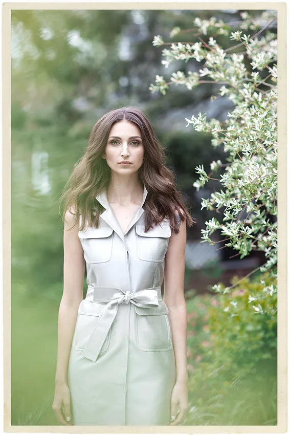 Sleeveless Safari Dress, Silver Silk Cotton