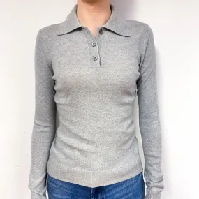 Smoke Grey Cashmere 1/4 Button Jumper Extra Small