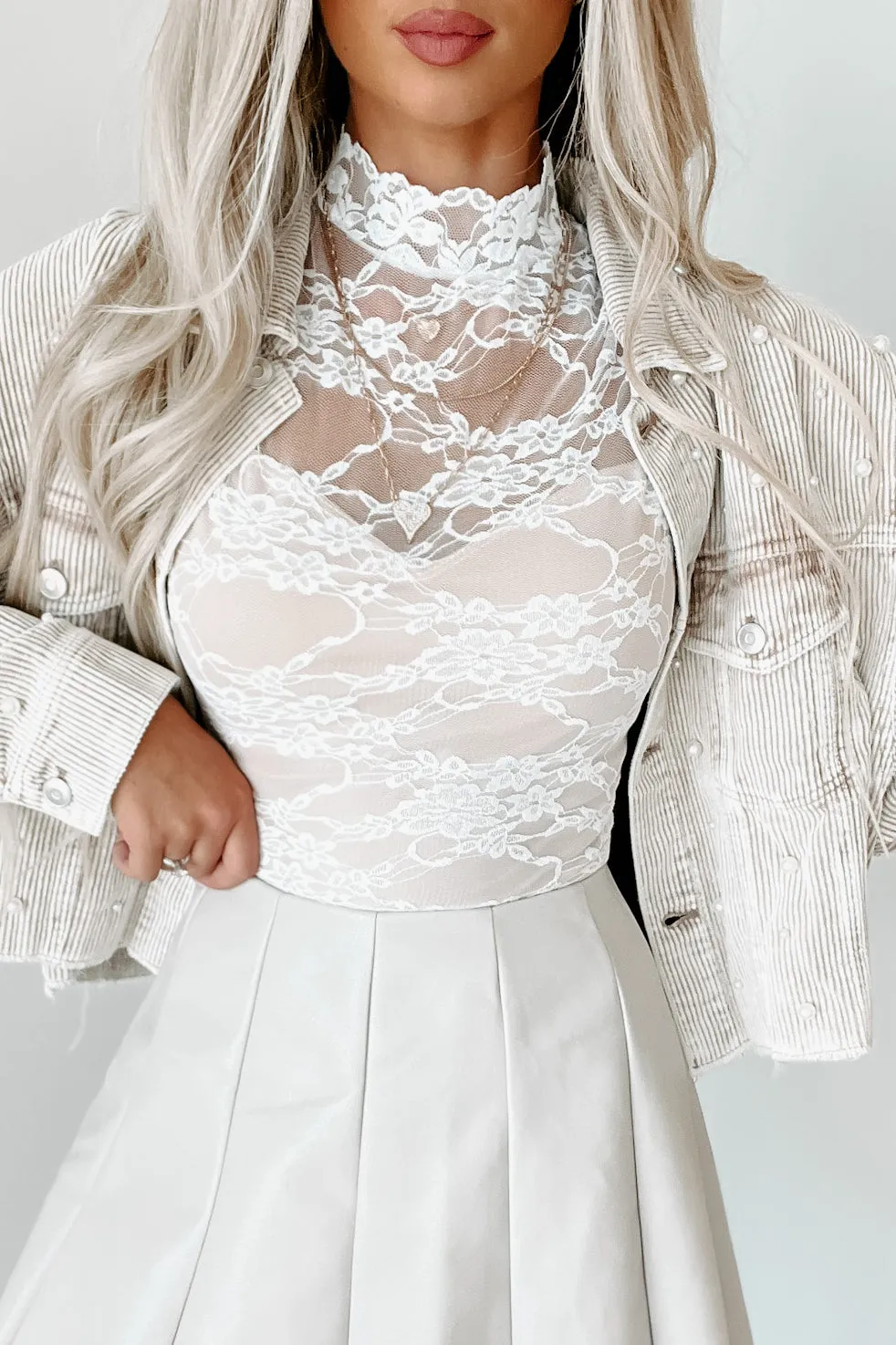 Somebody's Sweetheart Lace Bodysuit (White)