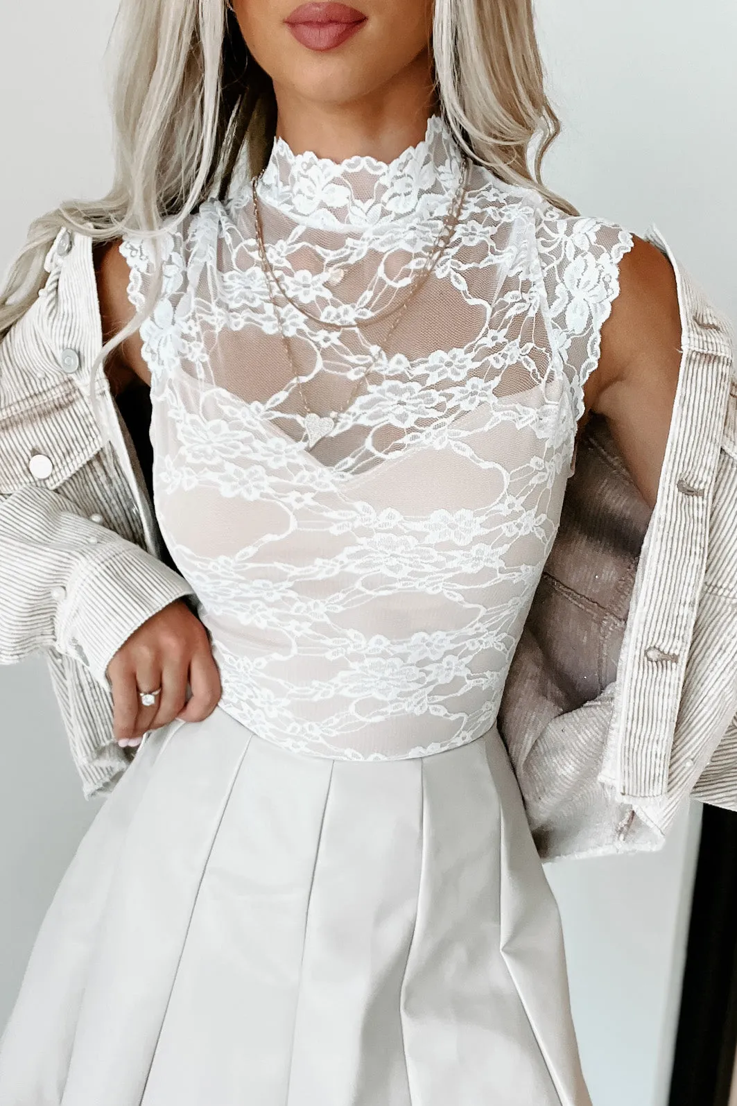 Somebody's Sweetheart Lace Bodysuit (White)