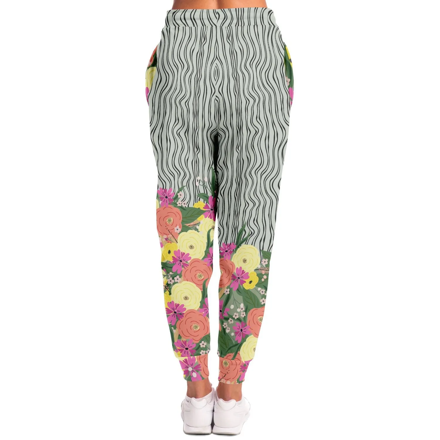 Summer Flower Hand Drawn Striped Unisex Joggers with PLUS sizes