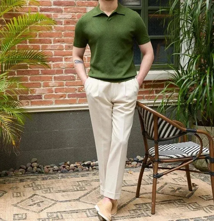 Summer v-neck polo english t-shirt