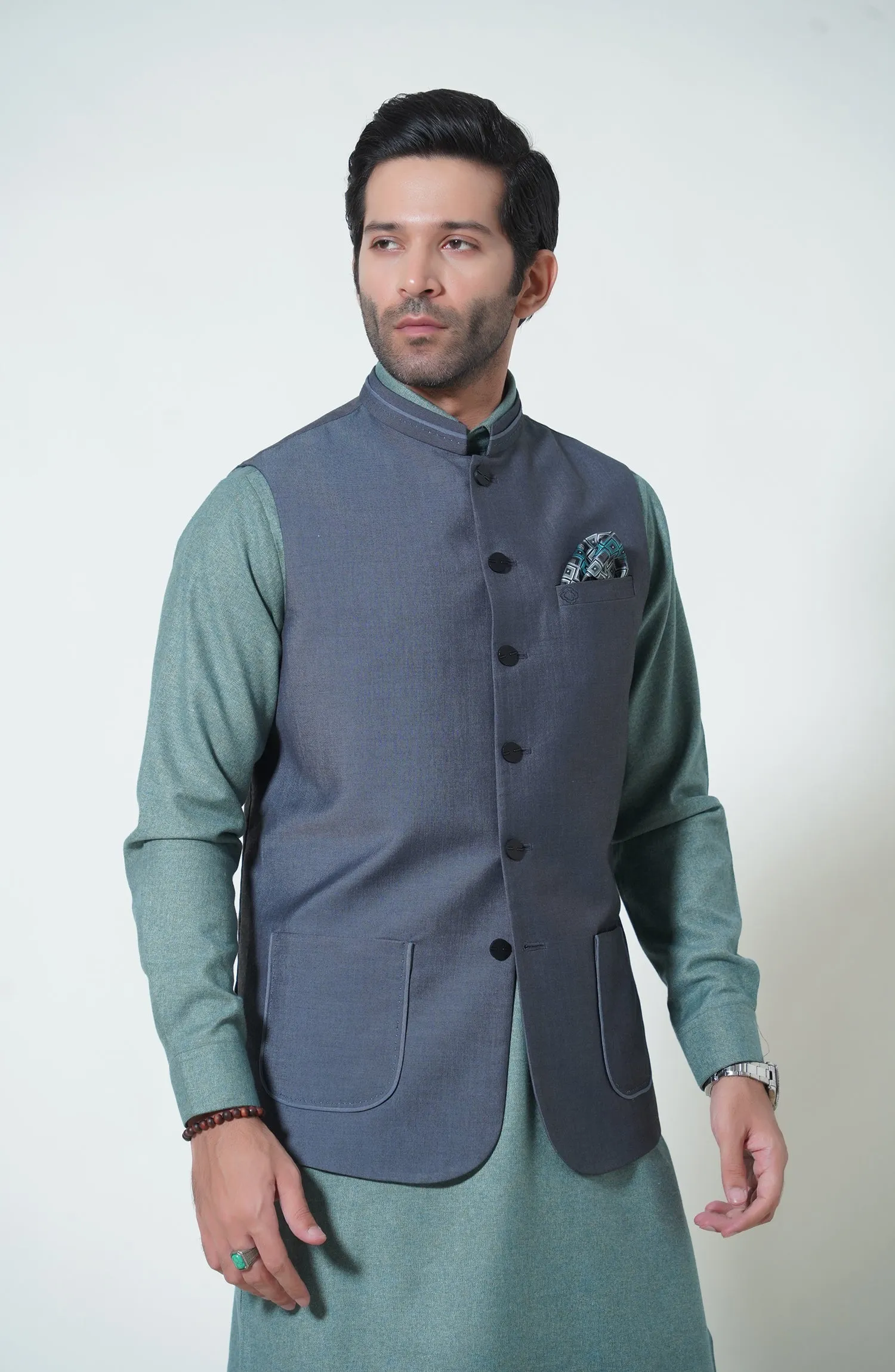 Terry Rayon Waistcoat - Blue