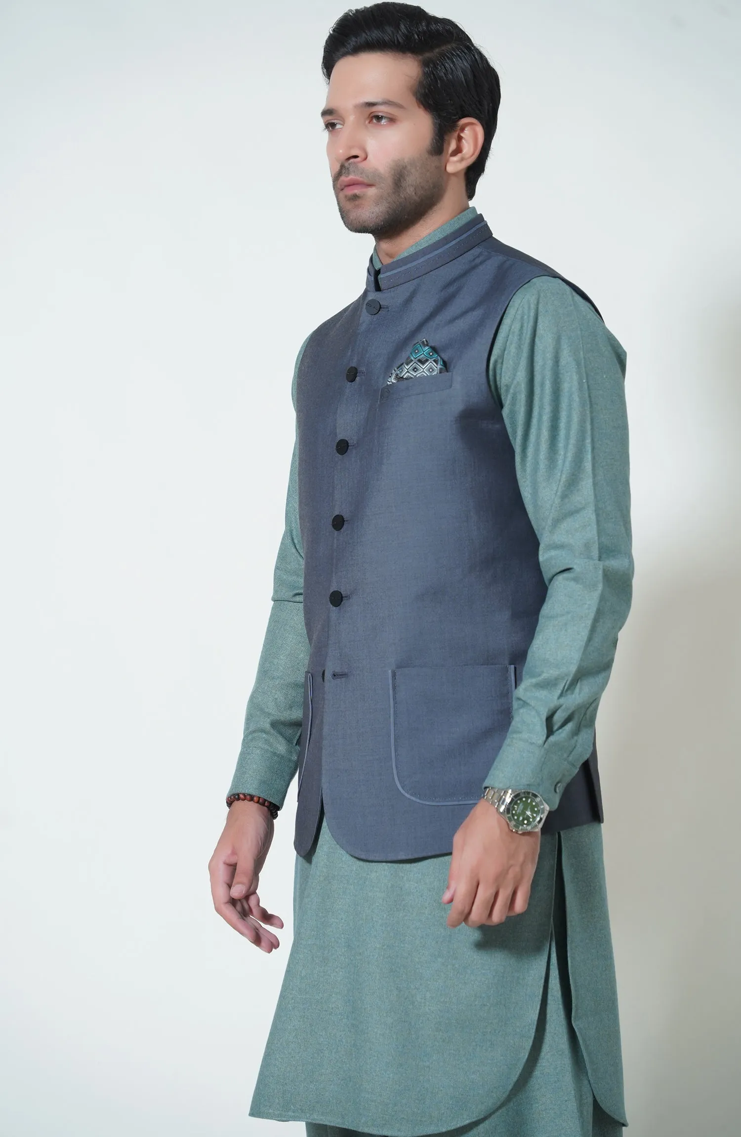 Terry Rayon Waistcoat - Blue