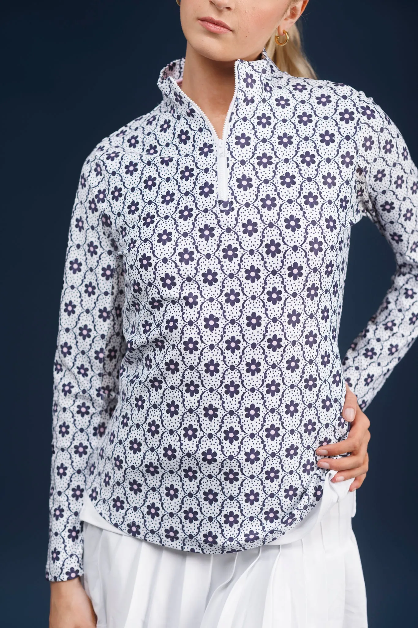 The Ava 1/4 Zip - Indigo Wallflower