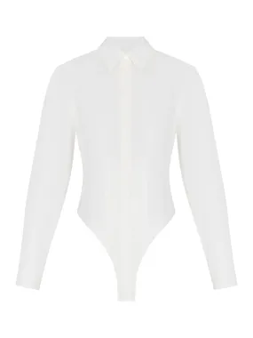 Tuxedo Shirt Bodysuit (Ivory)
