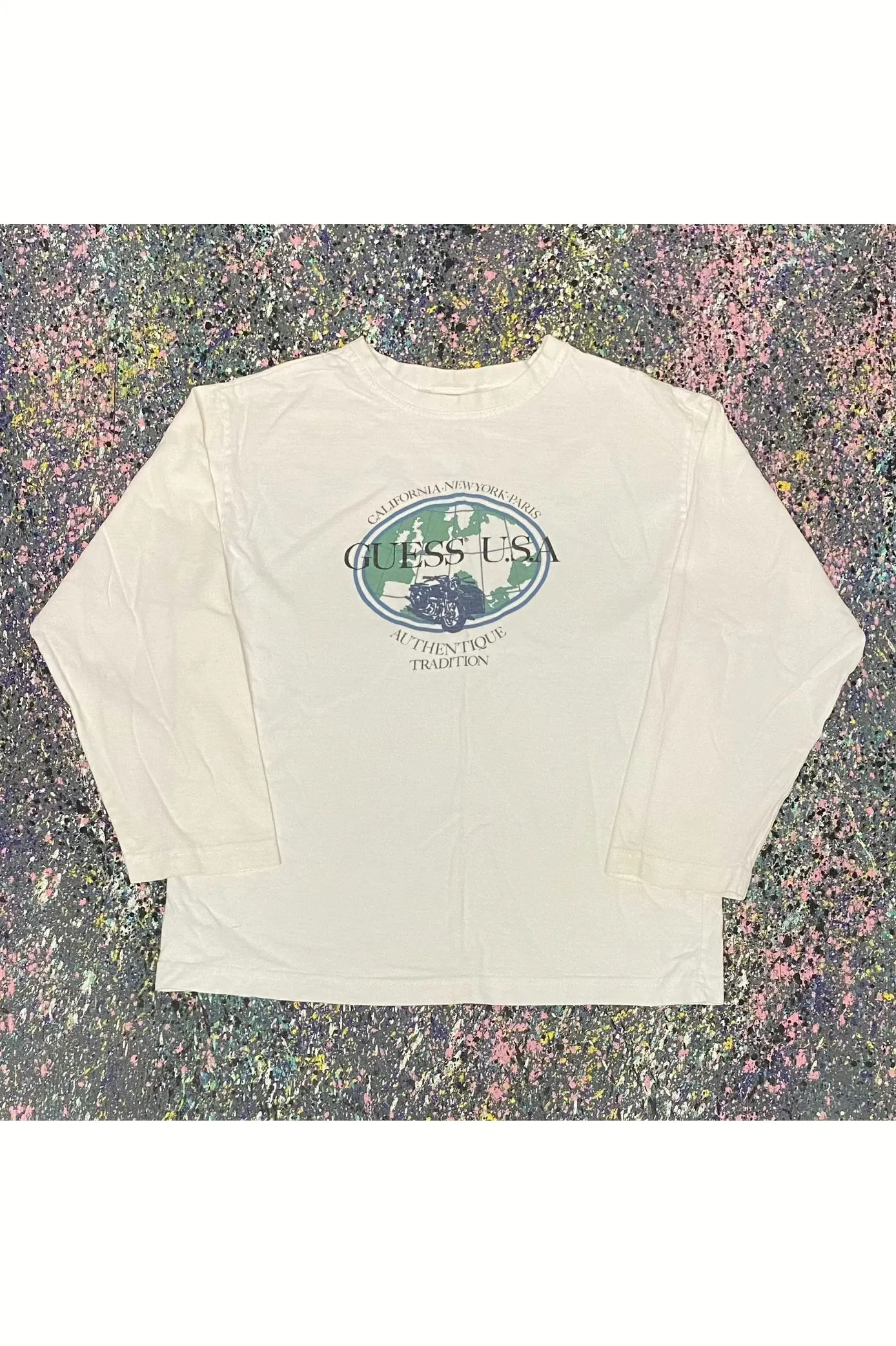 Vintage Made In USA GUESS Women's 3/4 Sleeve Tee- M