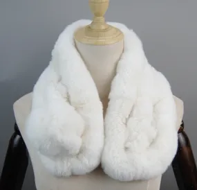 White Rex rabbit scarf with genuine fur - MM-F502