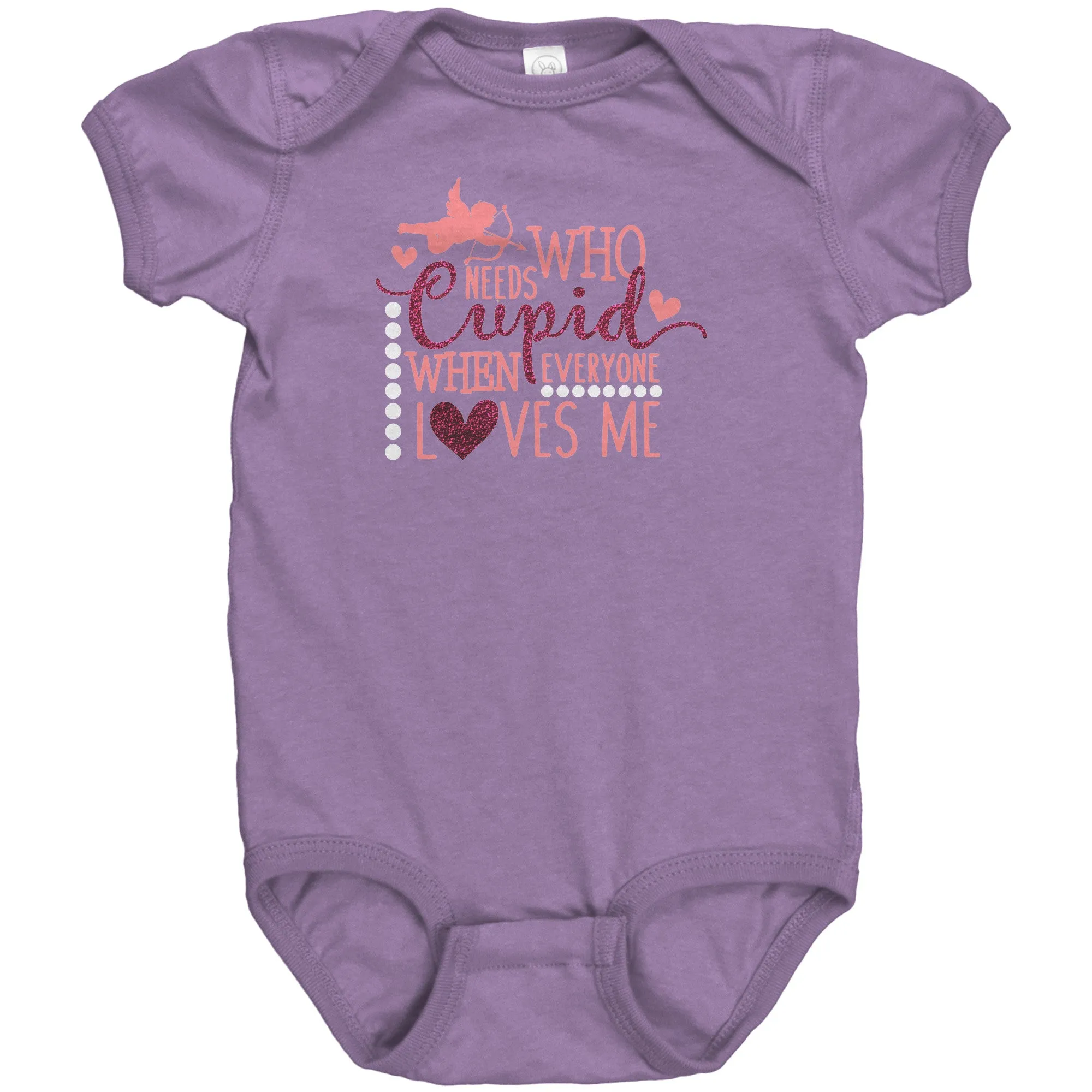 Who Needs Cupid When Everyone Loves Me Short Sleeve Baby Snap Bodysuit Onesie