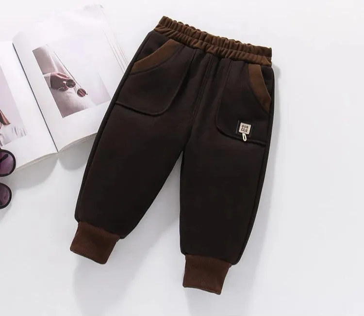 Winter Kids Thick Sweatpant Boys Fleece Warm Jogger Sporty Trousers Autumn Girls Solid Ankle-Length Harem Pant 3 y Child Clothes