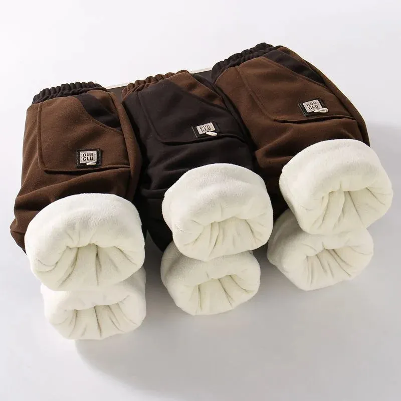Winter Kids Thick Sweatpant Boys Fleece Warm Jogger Sporty Trousers Autumn Girls Solid Ankle-Length Harem Pant 3 y Child Clothes