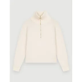 Women Ecru Bouclé Mock-Neck Jumper - Ecru