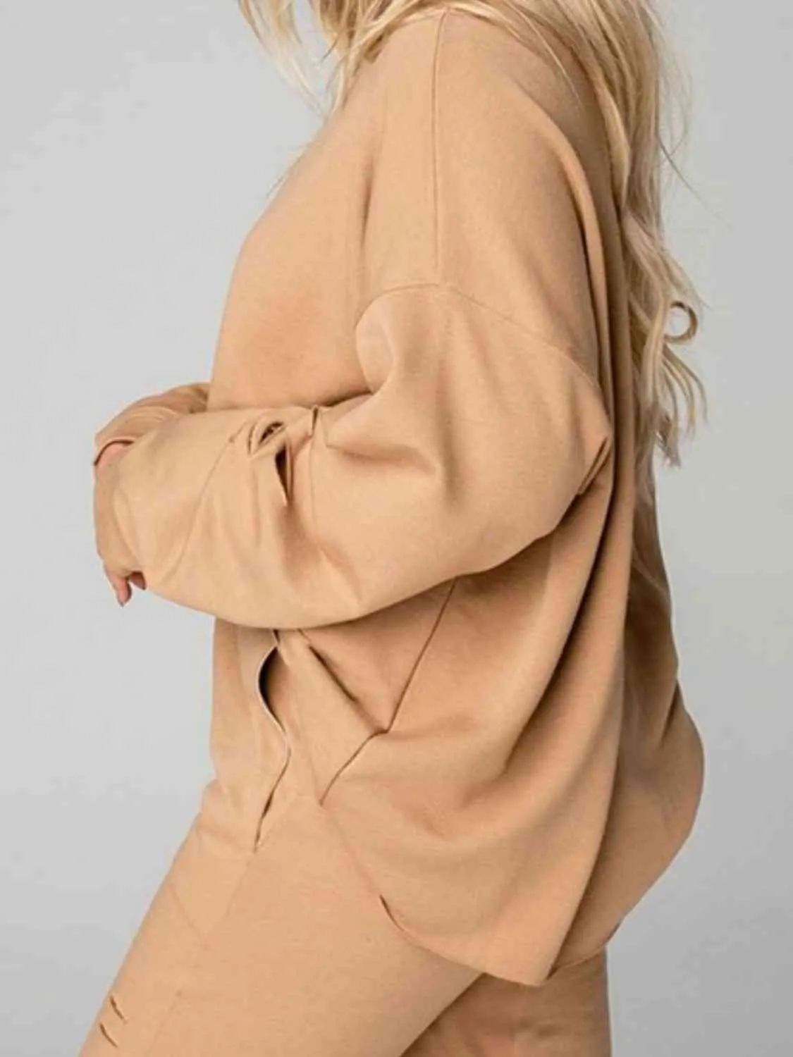 Worn Out Look Distressed Sweatshirt and Joggers Set