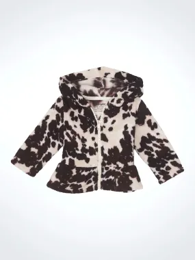 Wrangler Girl's Cow Ruffle Hem Sherpa Zip Jacket