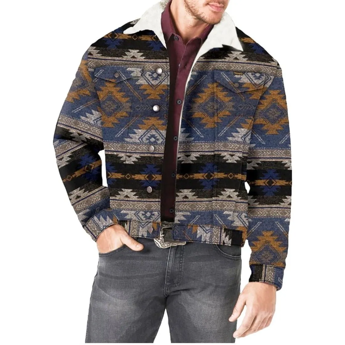 Wrangler Men’s Jacket Jaquard Weave Sherpa Lined